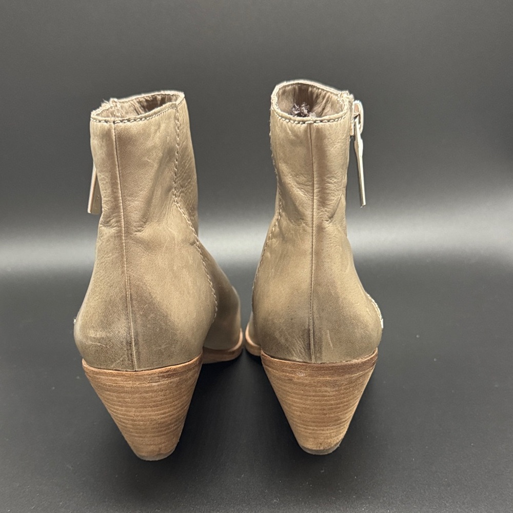 Frye Grey Leather Ankle Booties with Side Zip Sz 9 - Picture 5 of 12